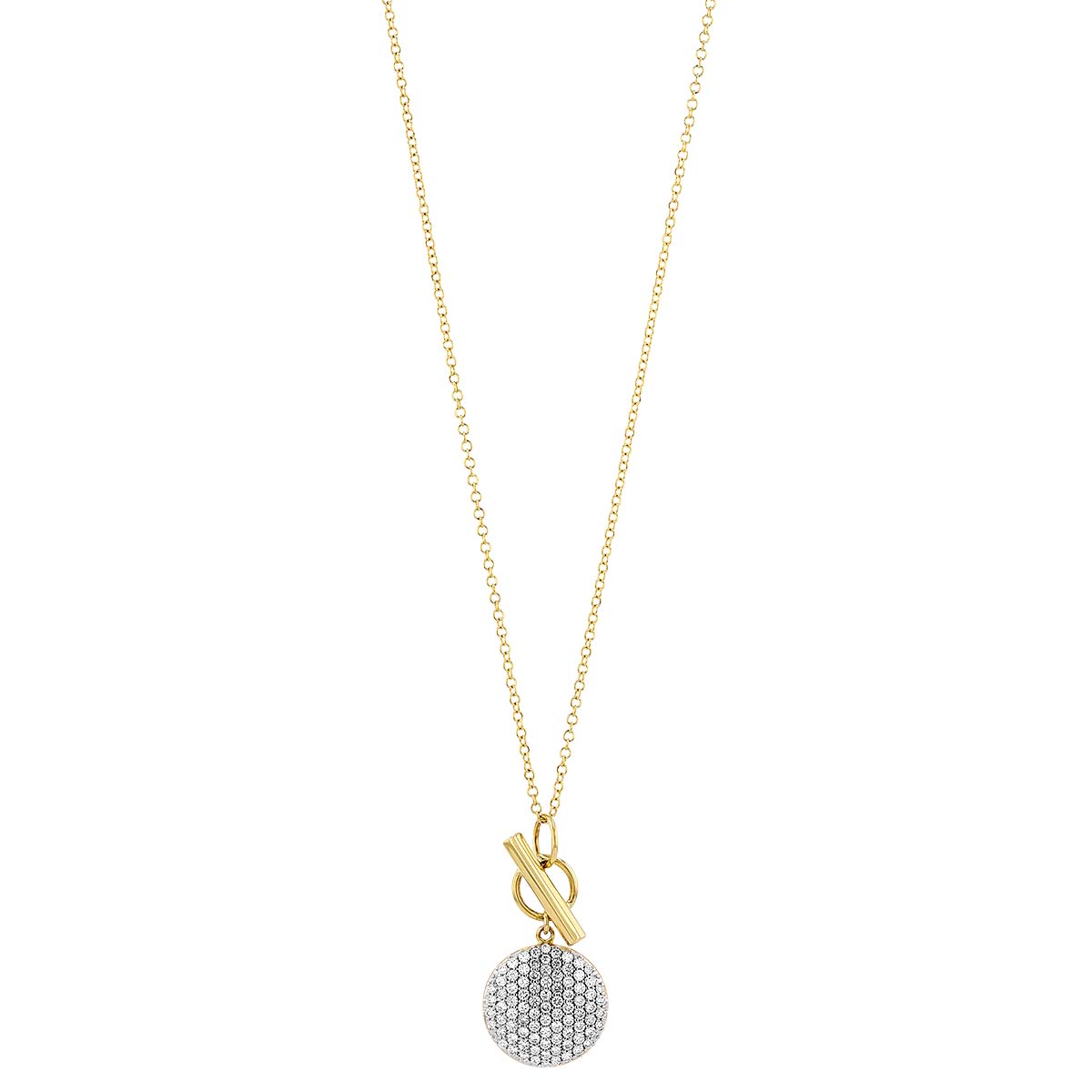 Phillips House Diamond Infinity Disc Toggle Necklace in Yellow Gold, 30